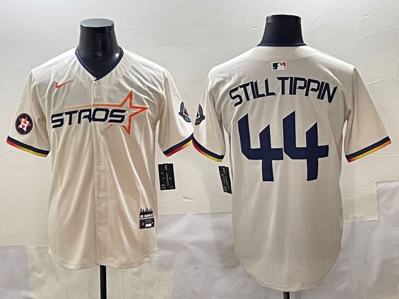 Men 2025 Houston Astros #44 Still Tippin Cream Three generations Joint Name Nike MLB Jersey style 6->houston astros->MLB Jersey